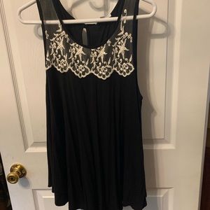 Brand new black w/ lace dressy sleeveless flowing tunic /Green envelope size 1X